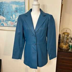 Vintage Royal Blue Leather Coat